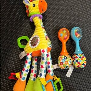 Colorful Giraffe Plush Toy with Rattles Baby Toy